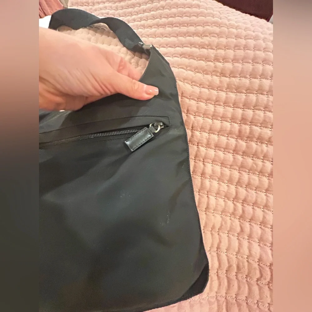 Prada Black Nylon Messenger Bag with Silver Hardware